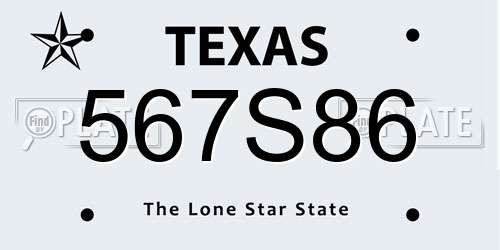 567S86 Texas License Plate