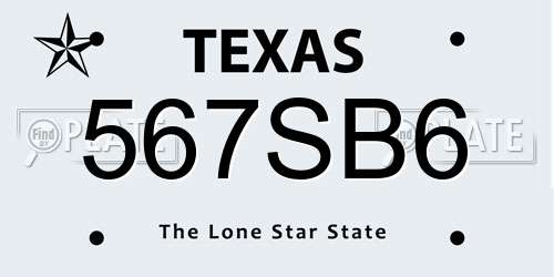 567SB6 Texas License Plate