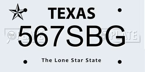 567SBG Texas License Plate