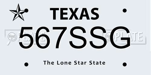 567SSG Texas License Plate