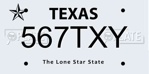 567TXY Texas License Plate