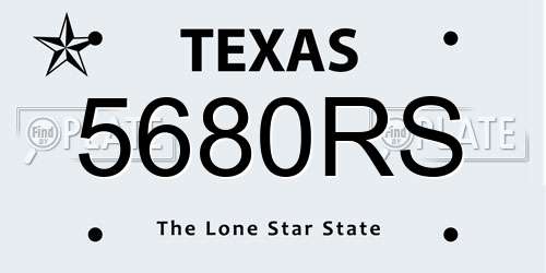 5680RS Texas License Plate