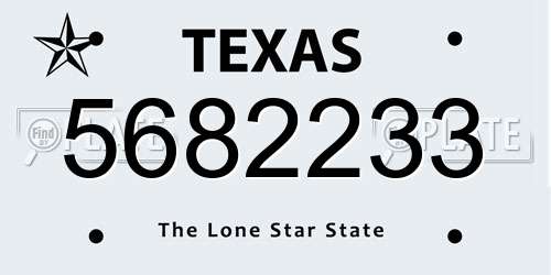 5682233 Texas License Plate