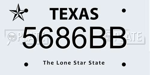 5686BB Texas License Plate