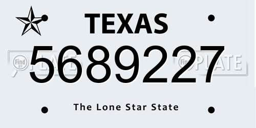 5689227 Texas License Plate