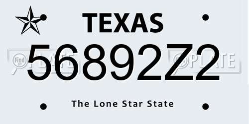 56892Z2 Texas License Plate