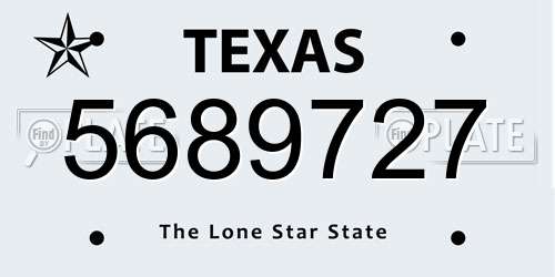 5689727 Texas License Plate