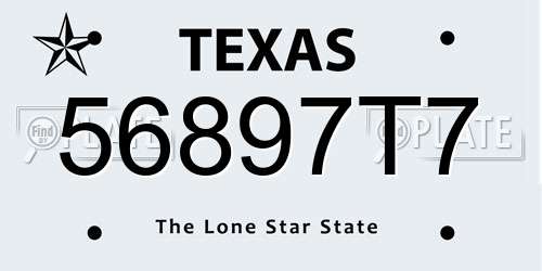 56897T7 Texas License Plate