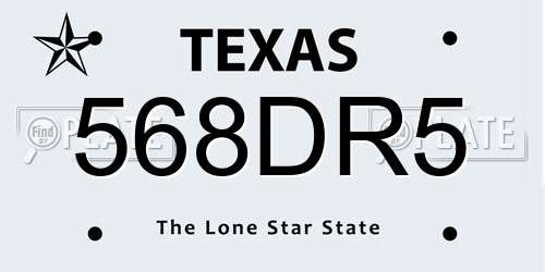 568DR5 Texas License Plate