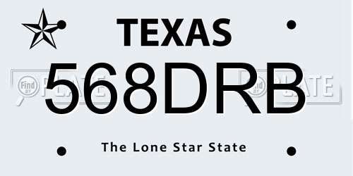 568DRB Texas License Plate