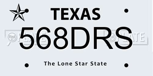 568DRS Texas License Plate