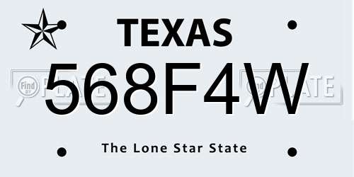 568F4W Texas License Plate