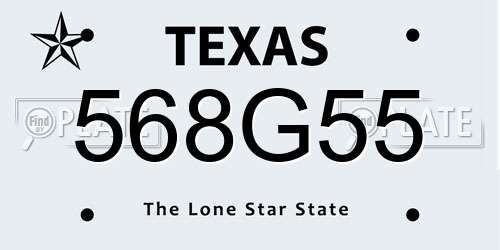 568G55 Texas License Plate
