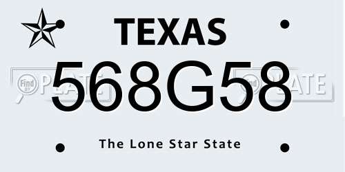 568G58 Texas License Plate