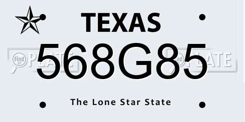 568G85 Texas License Plate