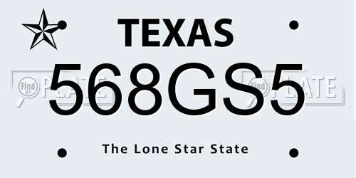 568GS5 Texas License Plate