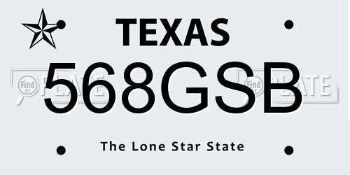 568GSB Texas License Plate