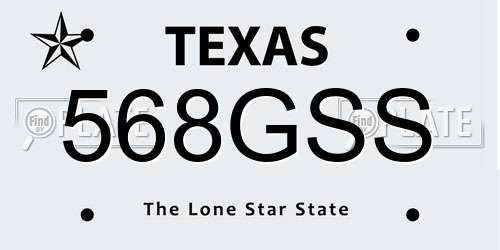 568GSS Texas License Plate