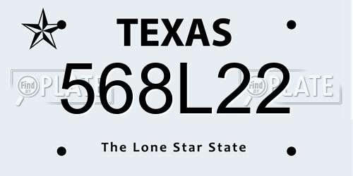 568L22 Texas License Plate