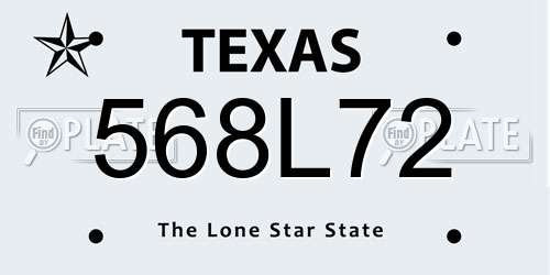 568L72 Texas License Plate