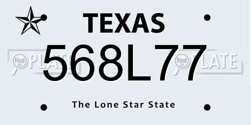 568L77 Texas License Plate