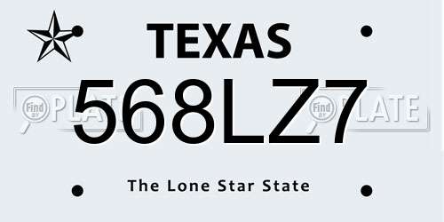 568LZ7 Texas License Plate