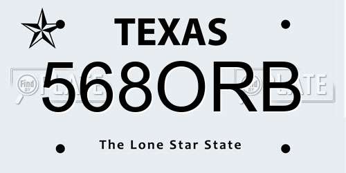 568ORB Texas License Plate