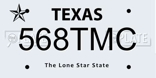568TMC Texas License Plate