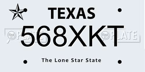568XKT Texas License Plate