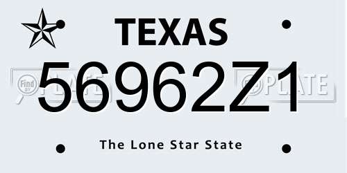 56962Z1 Texas License Plate