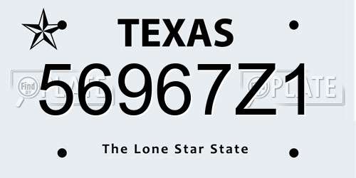 56967Z1 Texas License Plate
