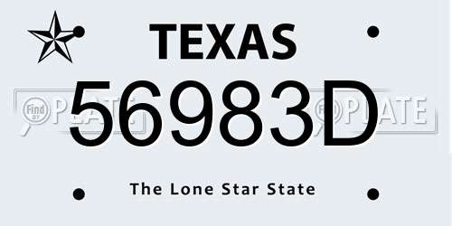 56983D Texas License Plate
