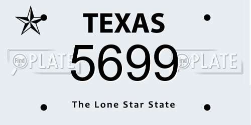 5699 Texas License Plate