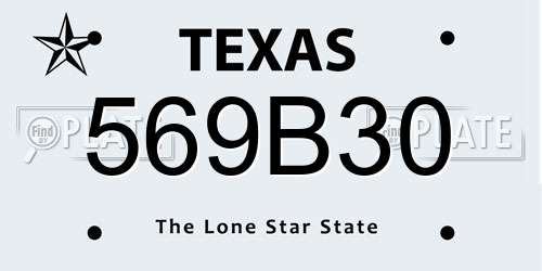 569B30 Texas License Plate