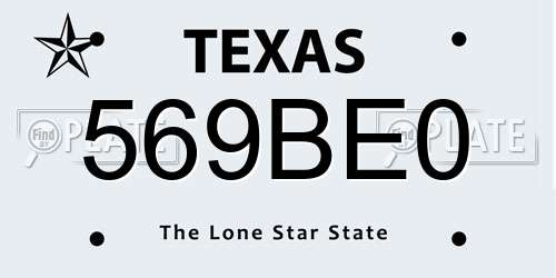 569BE0 Texas License Plate