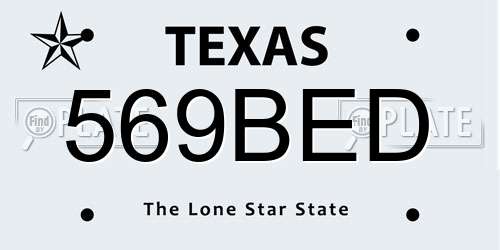 569BED Texas License Plate