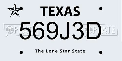 569J3D Texas License Plate