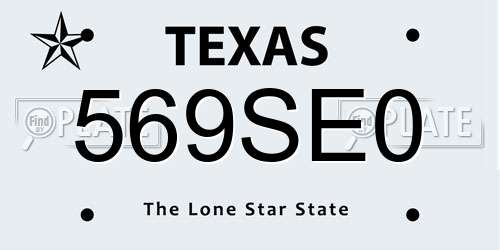 569SE0 Texas License Plate