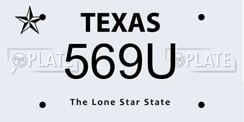 569U Texas License Plate
