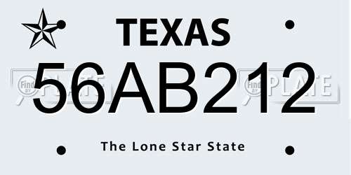 56AB212 Texas License Plate