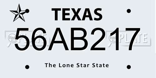 56AB217 Texas License Plate