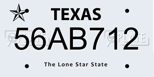 56AB712 Texas License Plate