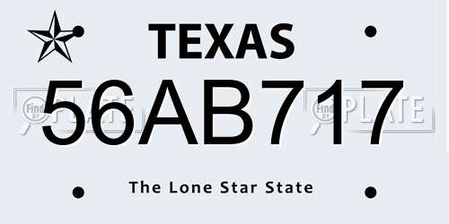 56AB717 Texas License Plate