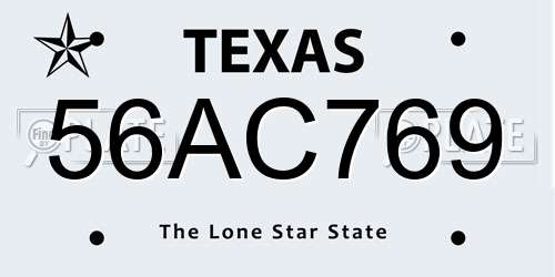 56AC769 Texas License Plate