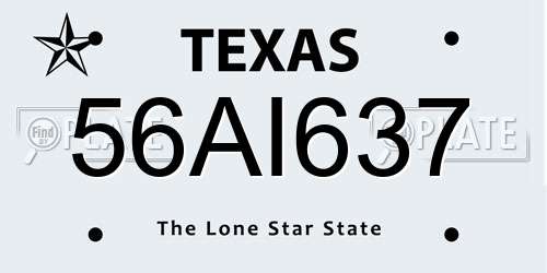 56AI637 Texas License Plate