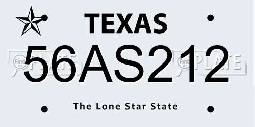 56AS212 Texas License Plate
