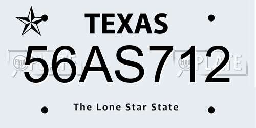 56AS712 Texas License Plate