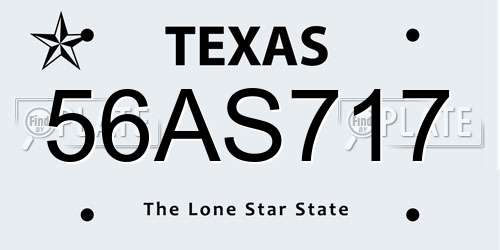 56AS717 Texas License Plate