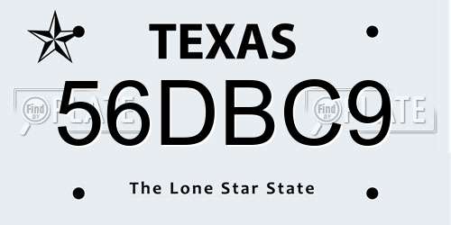 56DBC9 Texas License Plate