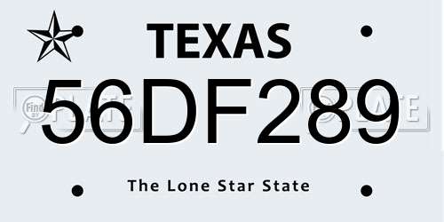 56DF289 Texas License Plate